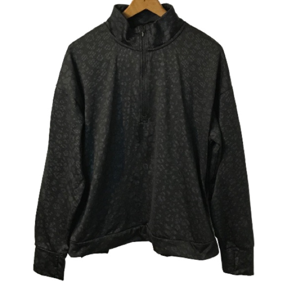 AVIA PULLOVER SWEATSHIRT GREY&BLACK 1/4 Zip Side Zip Pockets. Size XL 16-18